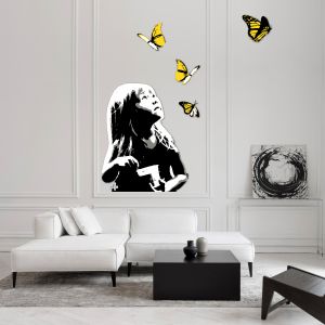 tableau Polar Bear : kid and butterflies