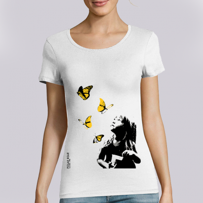 T-shirt femme Polar Bear : Kid and Butterflies big