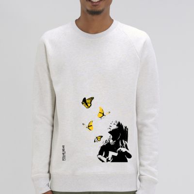 Sweat Homme Polar Bear : Kid and Butterflies big